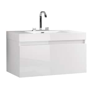 Mezzo 40 in. Bath Vanity in White with Acrylic Vanity Top in White with White Basin
