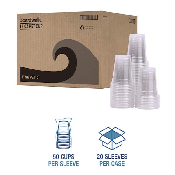 Clear Plastic PETE Cups, 12 oz, 25/Sleeve, 20 Sleeves/Carton Clear Plastic PETE Cups, 12 oz, 25/Sleeve, 20 Sleeves/Carton