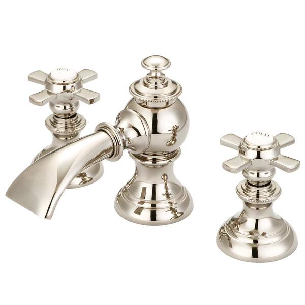 Water Creation Modern Classic 8 in. Widespread 2-Handle Bathroom Faucet with Pop Up Drain in Polished Nickel