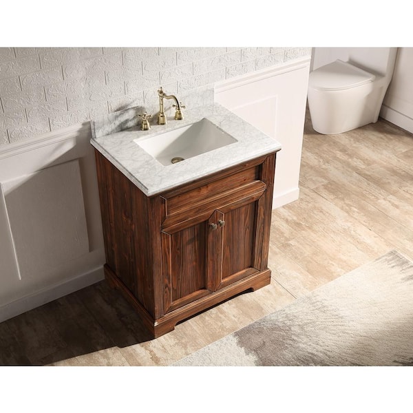 SUPREME WOOD Shasta 45.7-in x 31.5-in Wooden Brown Bathroom Vanity Mirror  in the Bathroom Mirrors department at