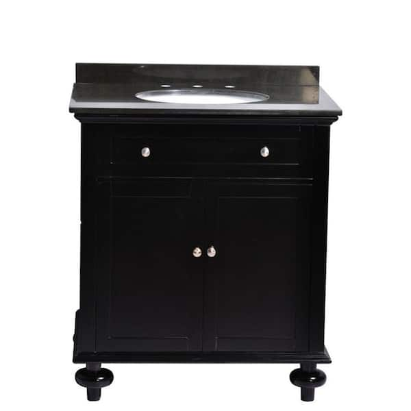 Belmont Decor Madison 25 in. W x 22 in. D Vanity in Espresso with Granite Vanity Top in Absolute Black and White Basin