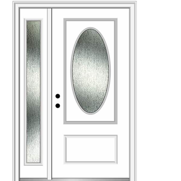 MMI Door 48 in. x 80 in. Right-Hand Inswing Rain Glass Primed Fiberglass Prehung Front Door on 4-9/16 in. Frame
