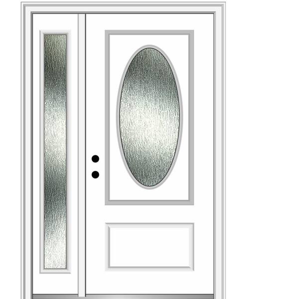 MMI Door 48 in. x 80 in. Right-Hand Inswing Rain Glass Primed Fiberglass Prehung Front Door on 6-9/16 in. Frame