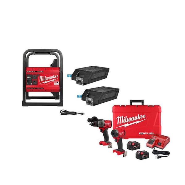 Milwaukee MX FUEL 3600-Watt/1800-Watt Lithium-Ion Battery Powered Push Start Portable Power Station w/FUEL M18 Hammer Drill/Impact