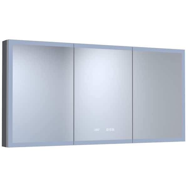60 in. W x 30 in. H Rectangular Aluminum Alloy Medicine Cabinet with Mirror