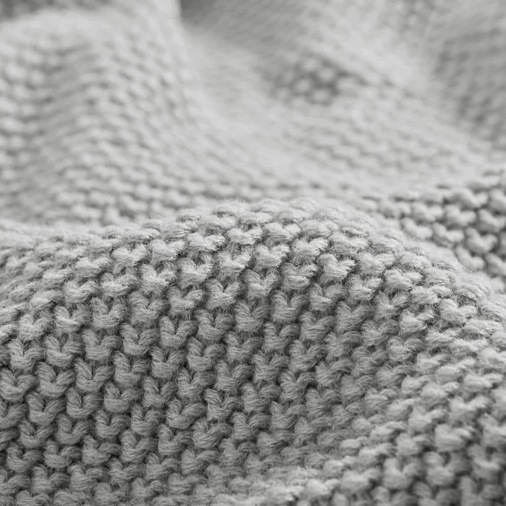 Grey Twin Knitted Acrylic Machine Washable Blanket