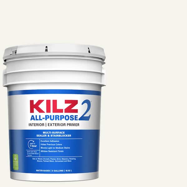KILZ 2 ALL PURPOSE 5 Gal. White Interior/Exterior Multi-Surface Primer, Sealer, and Stain Blocker