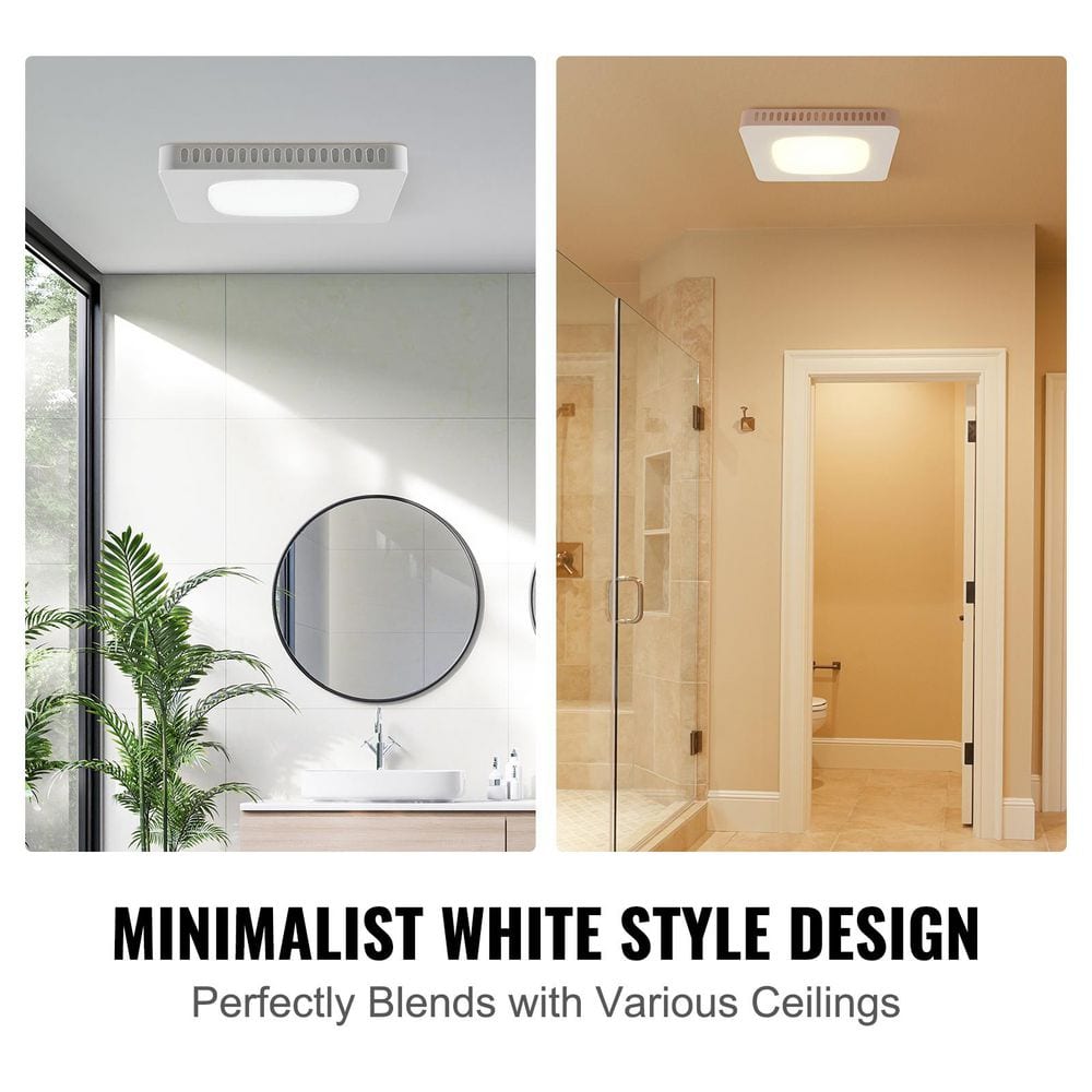 White LED Bathroom Ceiling Exhaust Fan with Galvanized Steel Housing