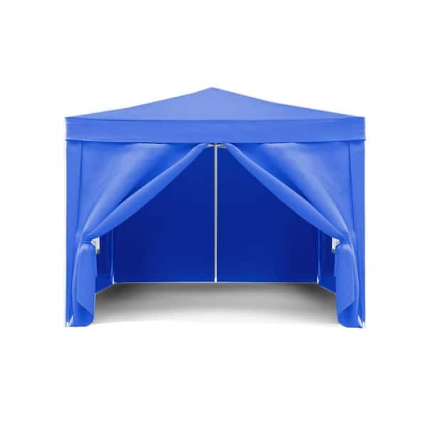 Unbranded 10 ft. x 10 ft. Outdoor Folding Portable Tent with 4-Removable Side Walls for Party, Beach Camping, Wedding, Blue