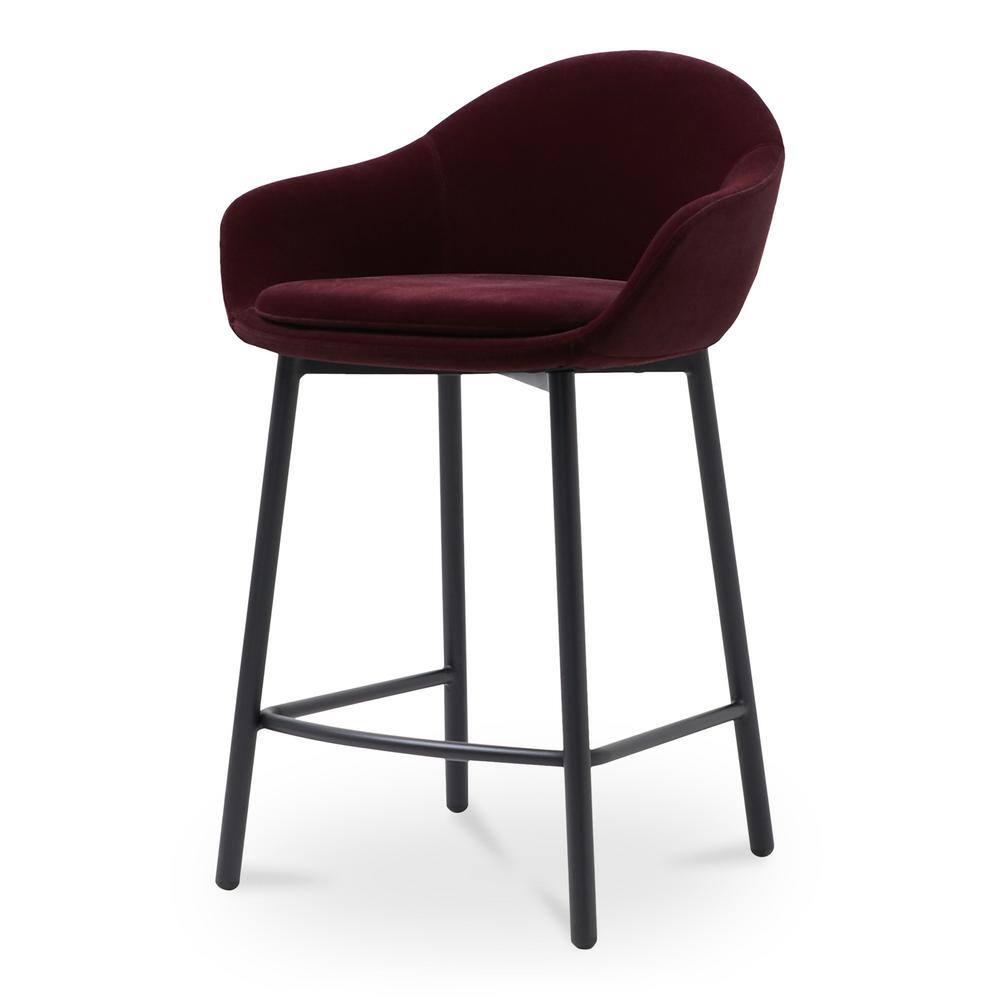 Bradly 26'' Wine Velvet Upholstered Metal Counter Stool