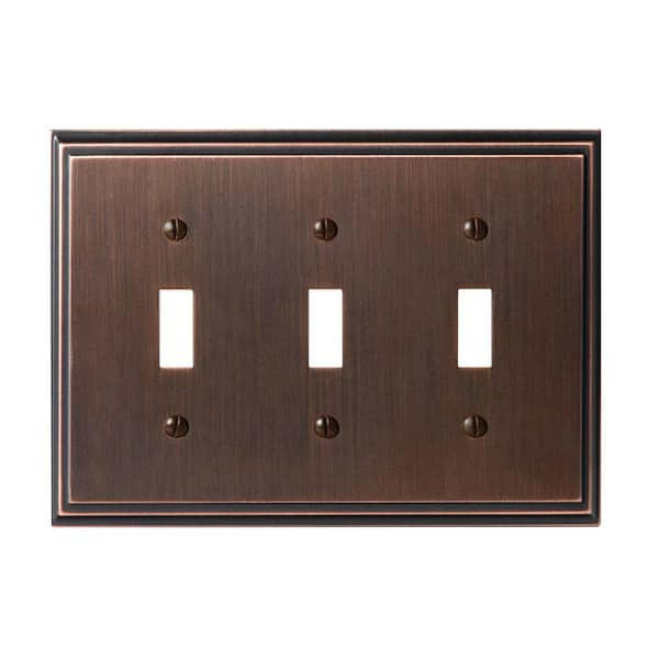 Amerock Bronze 3-Gang 3-Toggle Wall Plate (1-Pack)