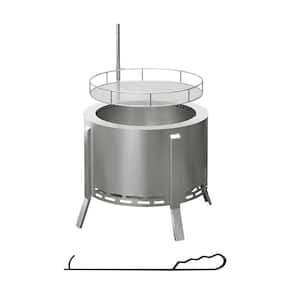 ストーブ/コンロ REVOLVER FIRE PIT, BBQ GRILL &amp; TABLE Solid Base Revolver Fire Pit With Wooden Top – Northline Express