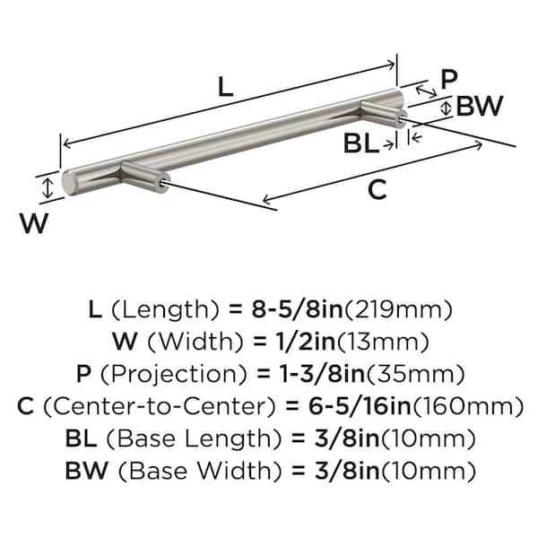 Amerock Bar Pulls 6-5/16 in. (160mm) Center-to-Center Satin Nickel Bar Cabinet Pull-10 Pack 10BX40520G10