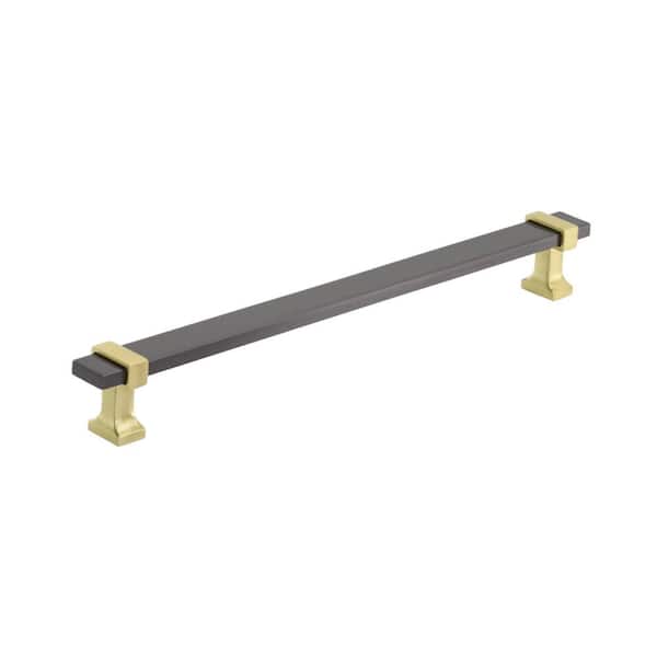 Amerock Overton 8-13/16 in. (224mm) Classic Black Chrome/Brushed Gold Bar Cabinet Pull