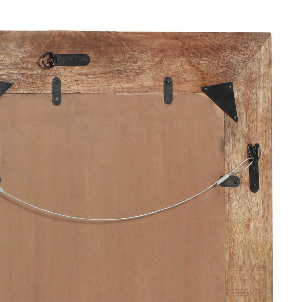 Handcrafted Medium Natural Mango Wood and Gold Decorative Mirror