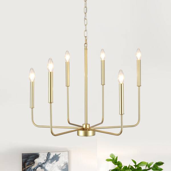 LWYTJO Mercer 6-Light Gold Classic/Traditional Chandelier Candle Style ...