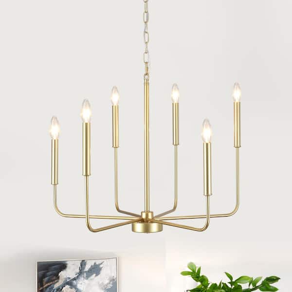 LWYTJO Mercer 6-Light Gold Classic/Traditional Chandelier Candle Style for Living Room Kitchen Island Foyer Bedroom