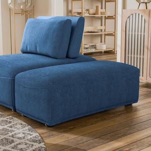 Fairwind 20 in. Armless Chenille Rectangle Modular Ottoman Sofa in Blue