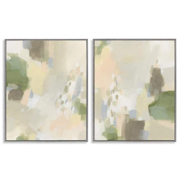 Stupell Industries Beige Abstract with Speckles by June Erica Vess 2 Pieces Gray Framed Abstract Giclee Art Print 14 in. x 11 in.
