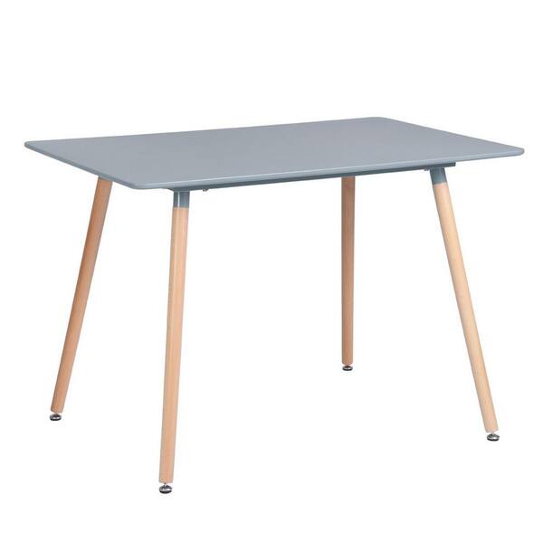 FurnitureR Rookie Grey Top Rectangular Dining Table with Round Beech Wood Legs