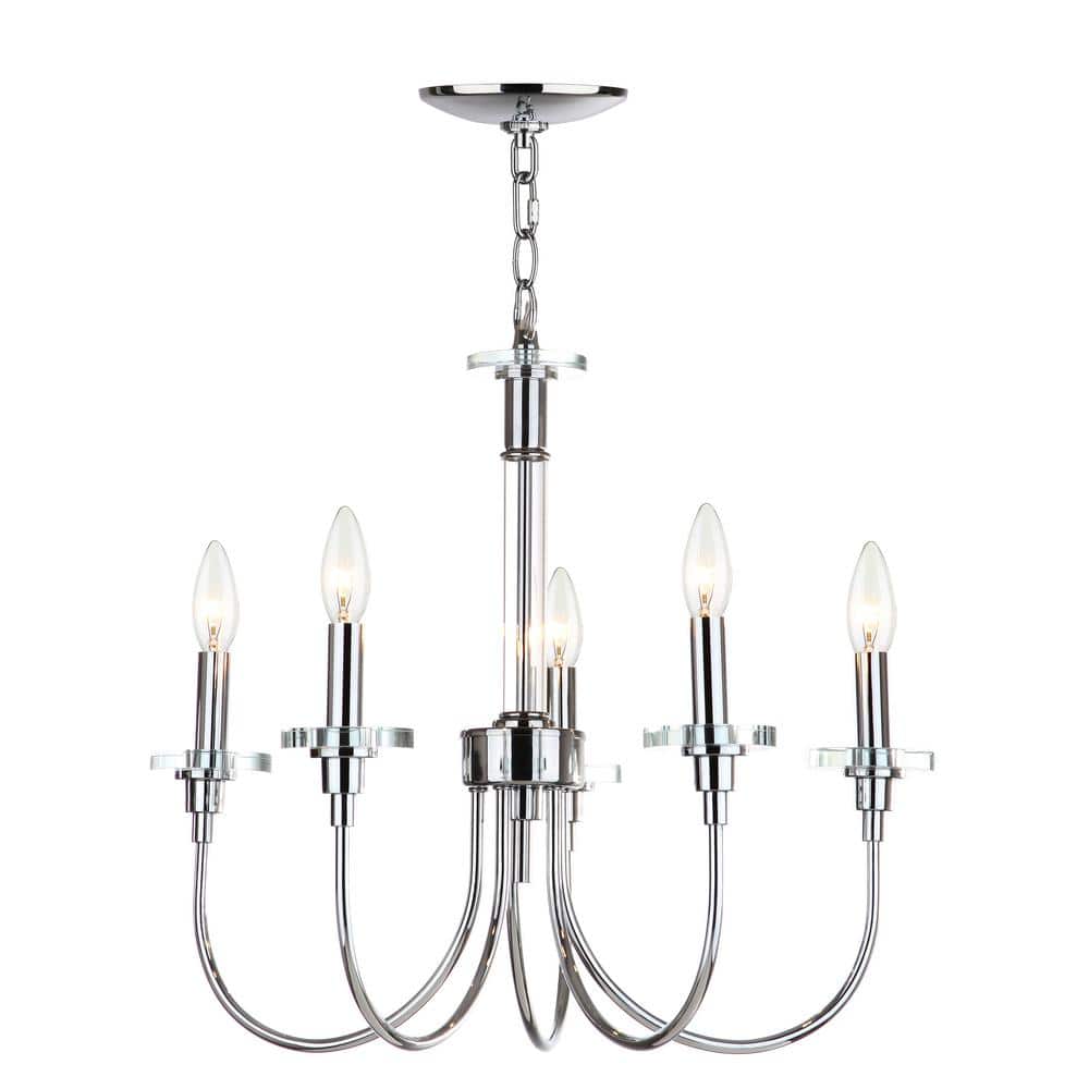 Sharon Chrome and Clear 5-Light Adjustable Chandelier