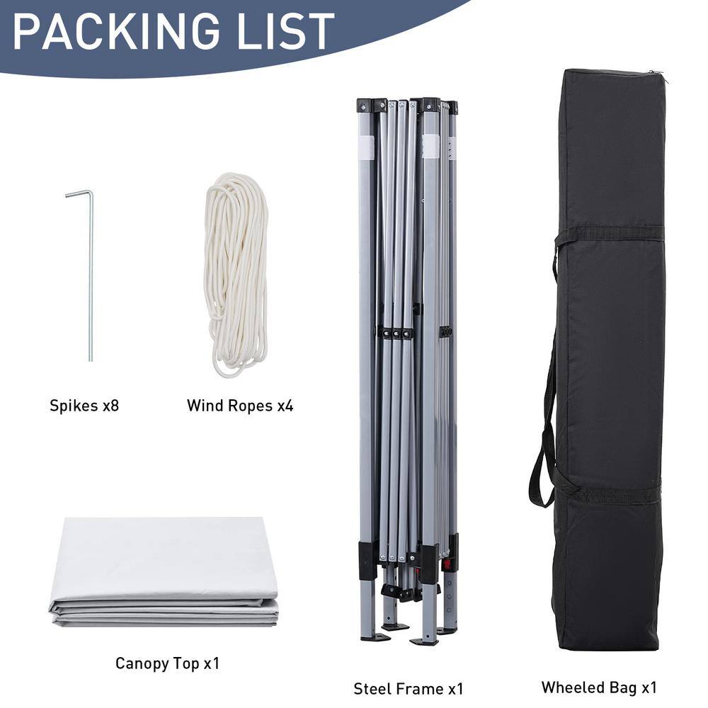 10 ft x 10 ft White Adjustable Height Outdoor Canopy Tent with Carry Bag