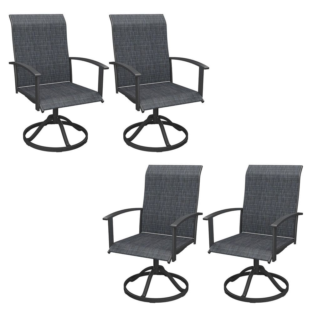 4-Piece Outdoor Patio Swivel Dining Chairs with All-Weather Metal Frame and Breathable Textilene Fabric in Dark Gray price history on PriceWatchPro