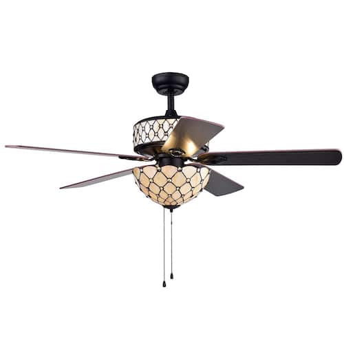 Tohva 52 in. Indoor Matte Black Ceiling Fan with Light Kit Lighting