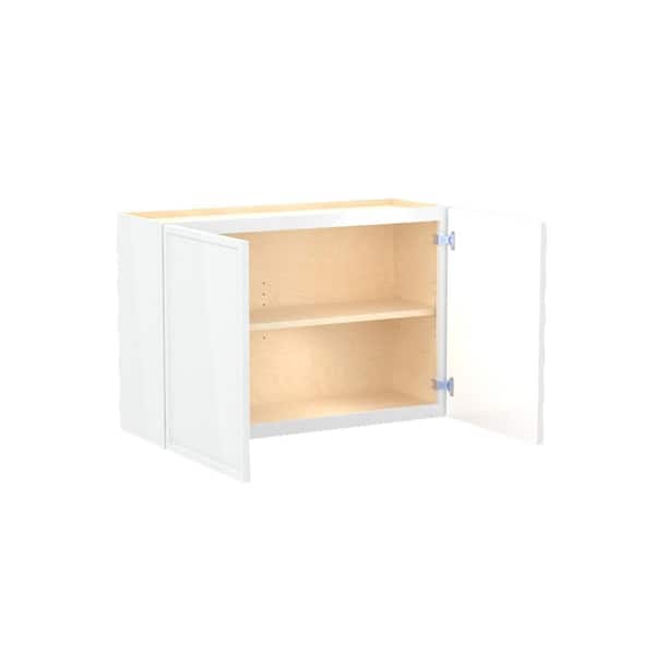 Home Decorators Collection Franklin 33 in. W x 12 in. D x 24 in. H Assembled Plywood Wall Bridge Kitchen Cabinet in Vesper White with Soft Close