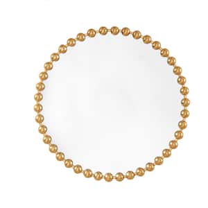 35.99 in. W x 35.99 in, H Round Metal Golden Beaded Frame Mirror