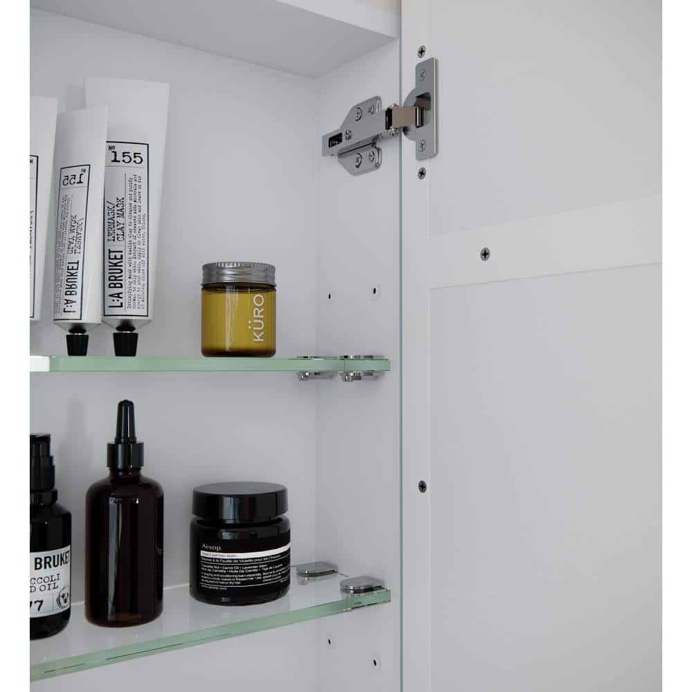 White 60" x 30" Recessed Medicine Cabinet with Adjustable Shelves