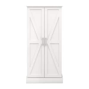 23.62 in. W x 15.75 in. D x 50.00 in. H White Linen Cabinet Kitchen Pantry Sideboard with 2-Doors with Racks and Shelves