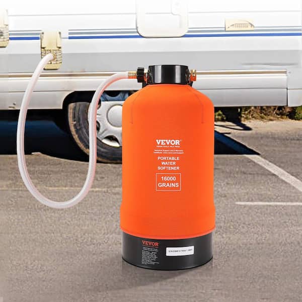 RV Water Softener 16,000 Grain Portable Water Softener with 3/4 in. Brass Fittings and 42 in. Hose for Car Washing