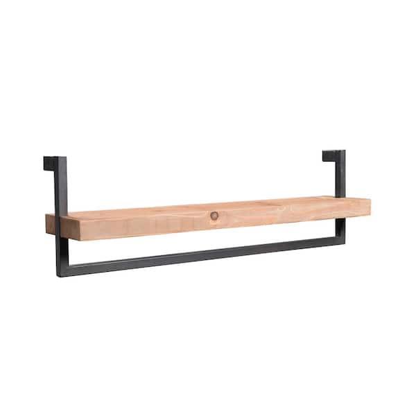 Manor Brook Cardage 6 in. x 31.5 in. x 9.5 in. Natural Wood Decorative Wall Shelves with Brackets