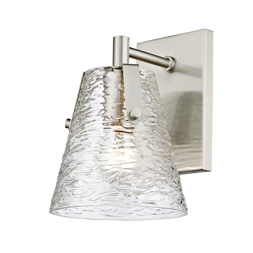 Analia Brushed Nickel and Glass 1-Light Wall Sconce