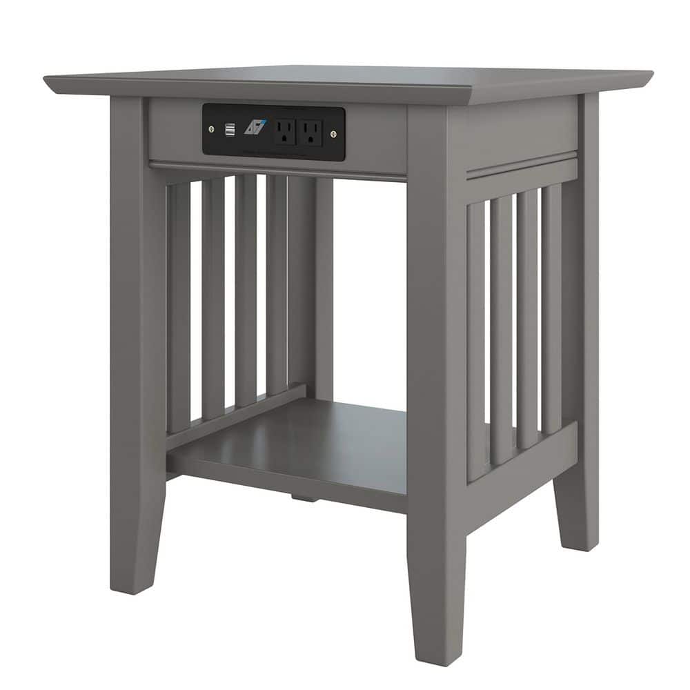 Mission Walnut End Table with Charging Station - thumbnail 9