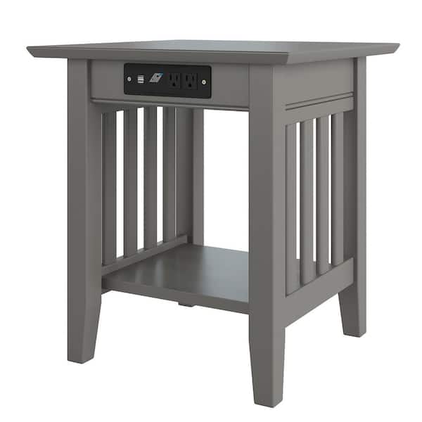 AFI Mission Grey End Table with Charger