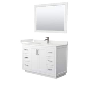 Miranda 48 in. W x 22 in. D x 33.75 in. H Single Bath Vanity in White with White Quartz Top and 46 in. Mirror