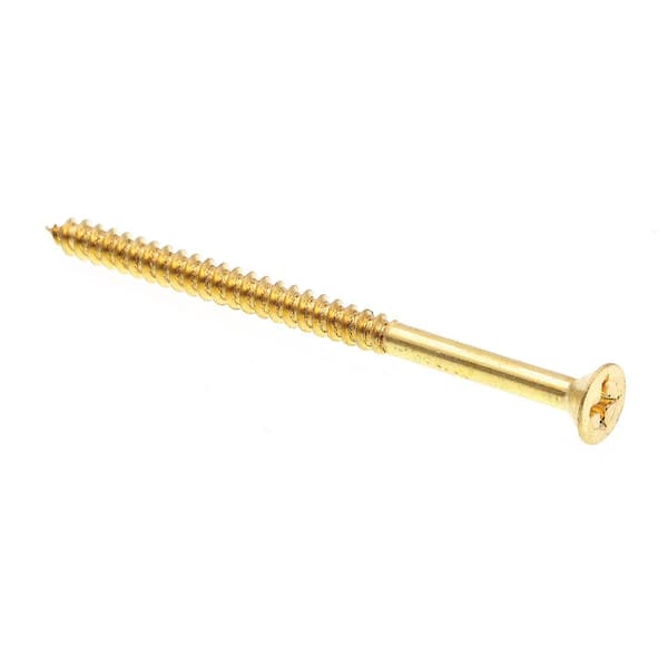 Prime-Line #10 x 3 in. Solid Brass Phillips Drive Flat Head Wood Screws (25-Pack)