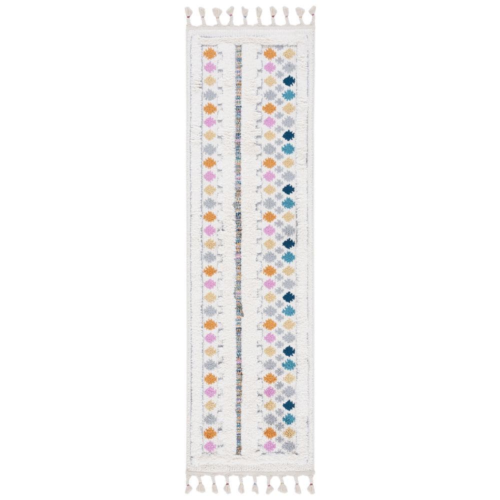 Moroccan Fringe Shag 2 ft. x 8 ft. Ivory/Gray Geometric Striped Runner Rug price history on PriceWatchPro