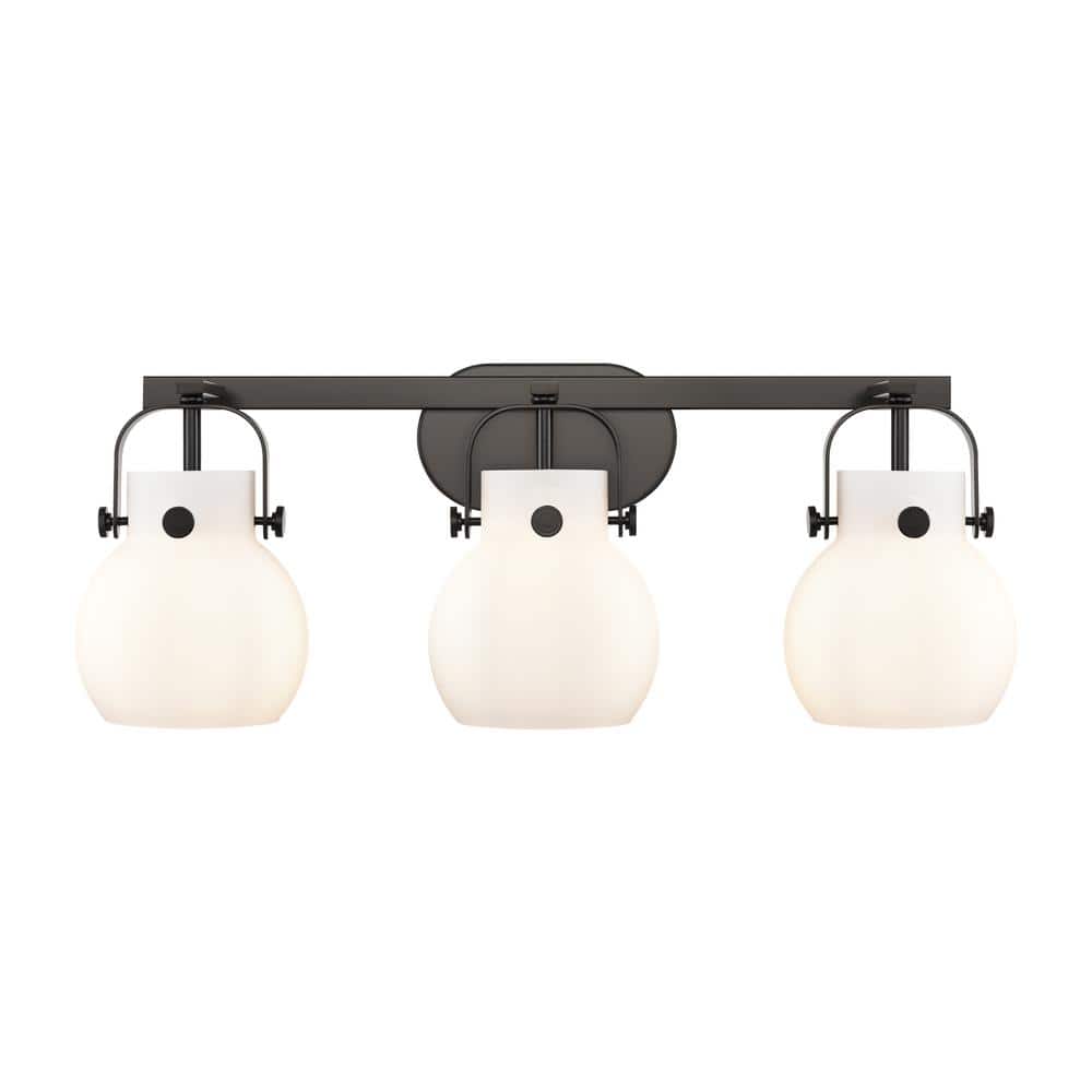 Pilaster II Sphere 26.5 in. 3-Light Matte Black Vanity Light with Glass Shade price history on PriceWatchPro