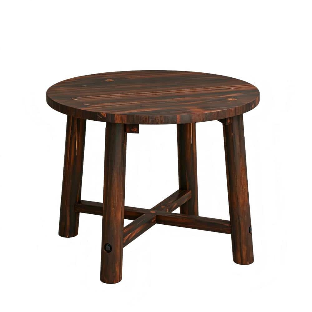 Solid Wood Outdoor Patio End Table Round Coffee Table for Garden Deck Poolside in Brown price history on PriceWatchPro