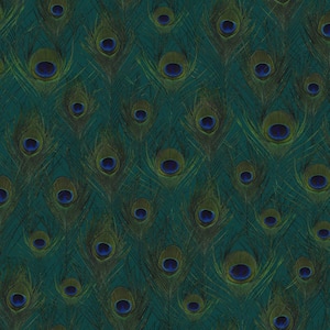 Plumage Sapphire Peacock Feathers Paper Non-Pasted Non-Woven Metallic Wallpaper