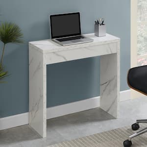 Northfield 31.5 in. L White Faux Marble Rectangle Wood Entryway Hall Console Table