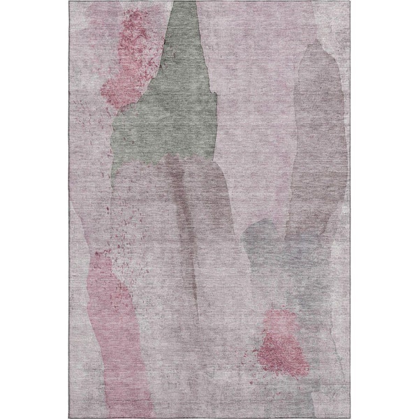 Mayfield Premium Machine Washable Abstract AMF1986 Blush 5 ft. x 7 ft. 6 in. Area Rug