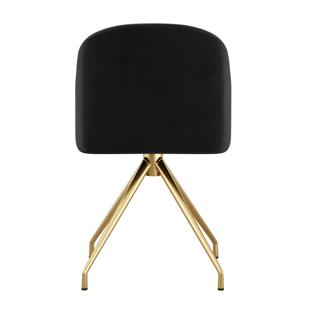 Black Velvet and Polished Nickel Swivel Office Chair