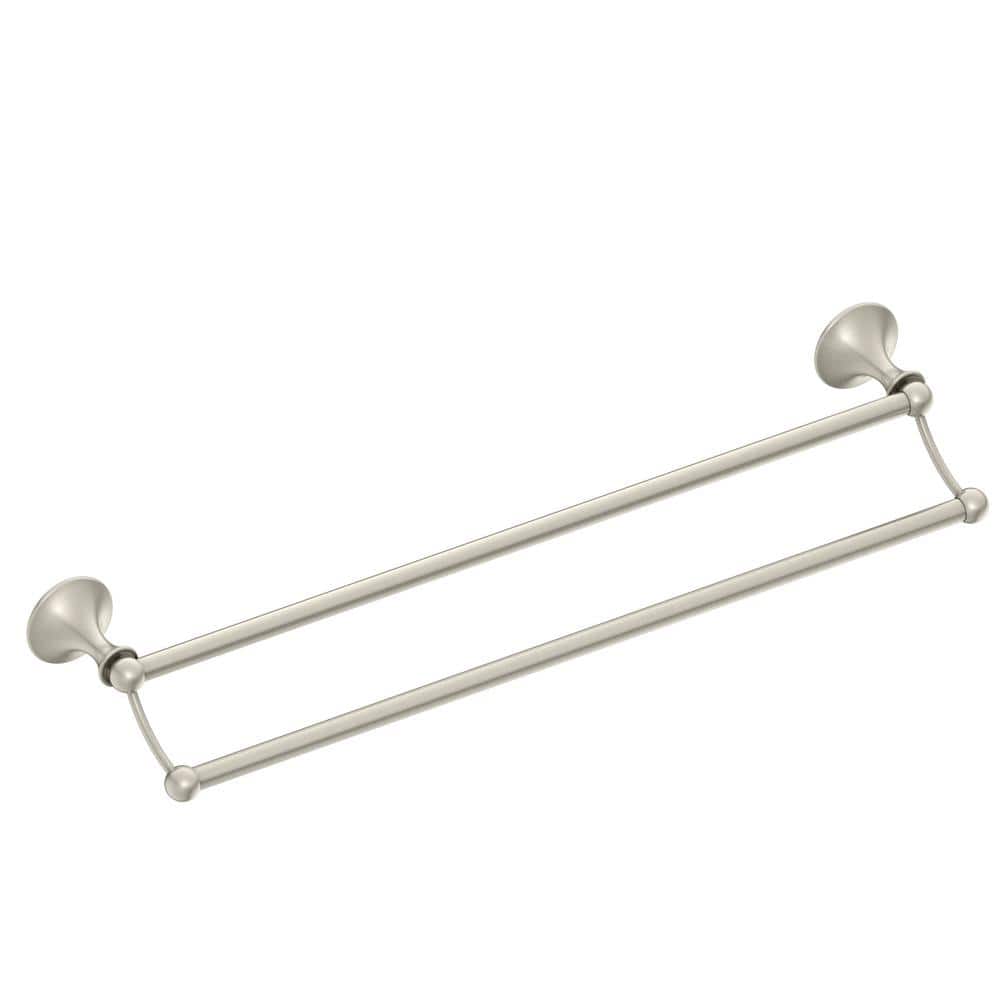 Brushed Nickel 24-Inch Double Wall Mounted Towel Bar