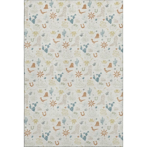 Mayfield Premium Machine Washable Abstract AMF2562 Ivory 10 ft. x 14 ft. Area Rug