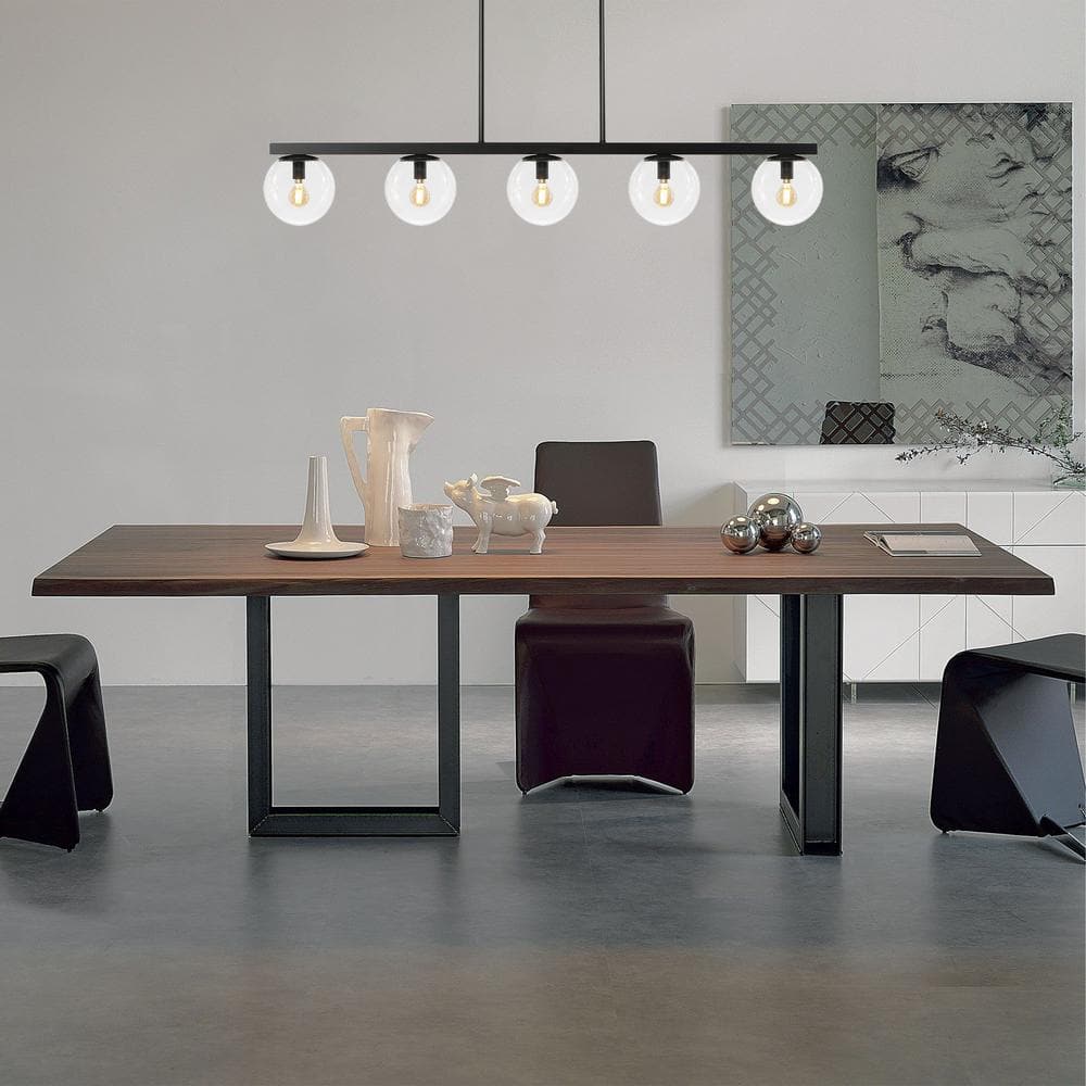 Luca Parisian 45.5" Black Glass Globe Linear LED Pendant Light