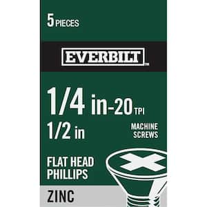 1/4 in.-20 x 1/2 in. Phillips Flat Head Zinc Plated Machine Screw (5-Pack)